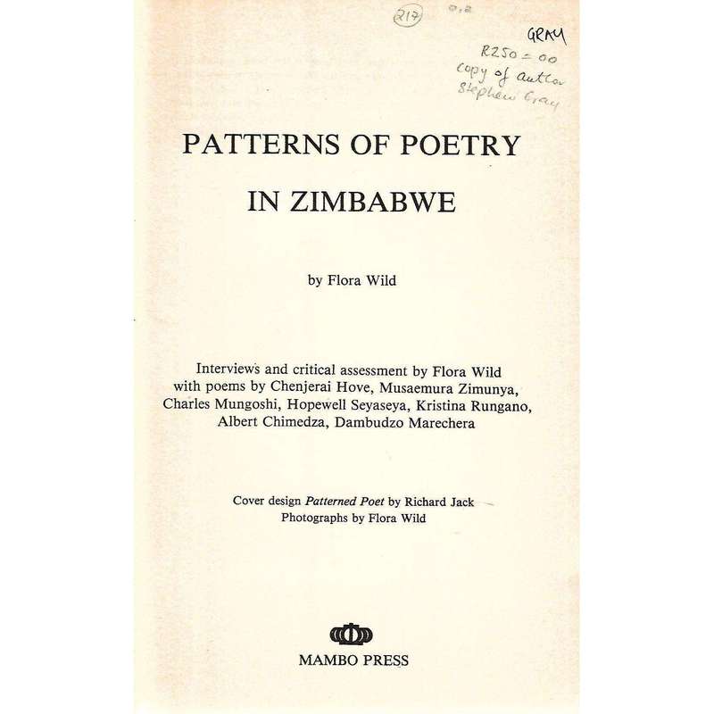 Patters of Poetry in Zimbabwe (Copy of SA Author Stephen Gray) | Flora Wild