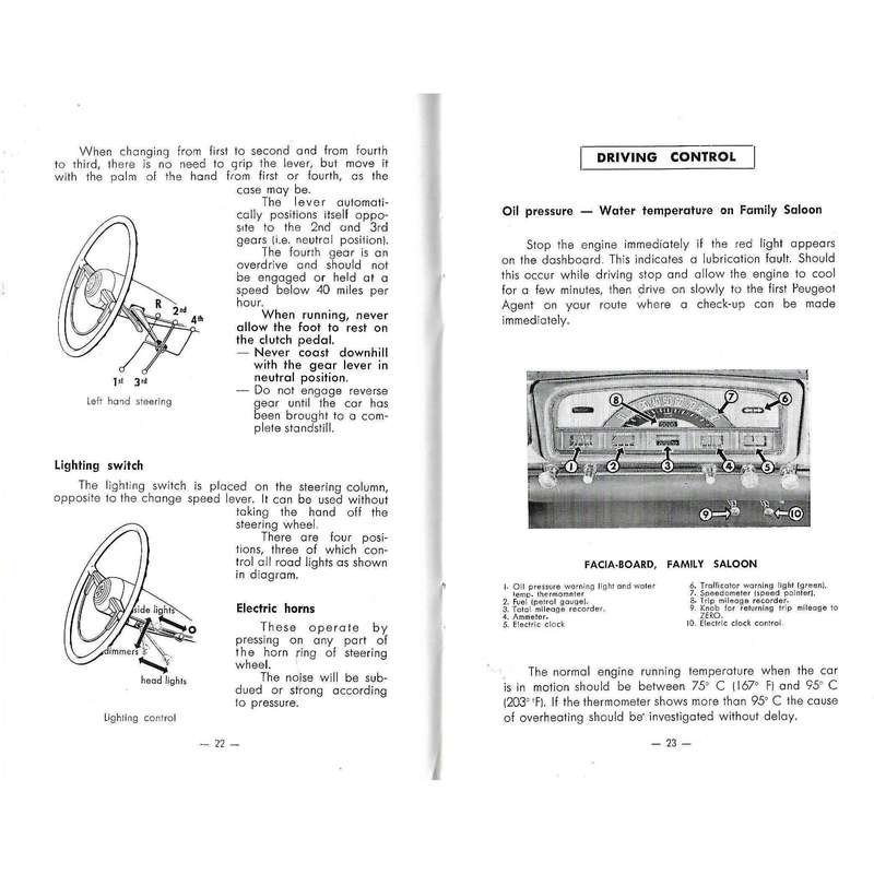 Peugeot 403L/403U Instruction Book