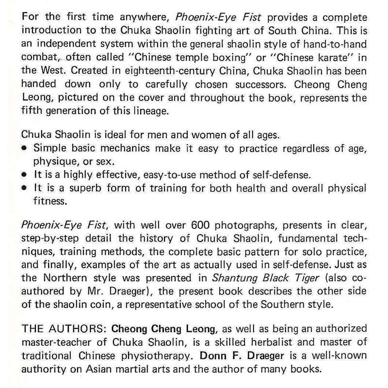 Phoenix-Eye Fist: A Shaolin Fighting Art of South China | Cheong Cheng Leong & Donn F. Draeger