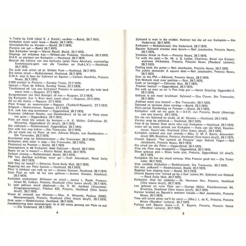 Pretoriana (No. 72, Dec 1975) Kroniek van die Wesfasade/Chronicle of the Western Facade