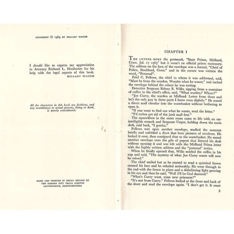 Prisoner's Plea (First Edition, 1964) | Hillary Waugh