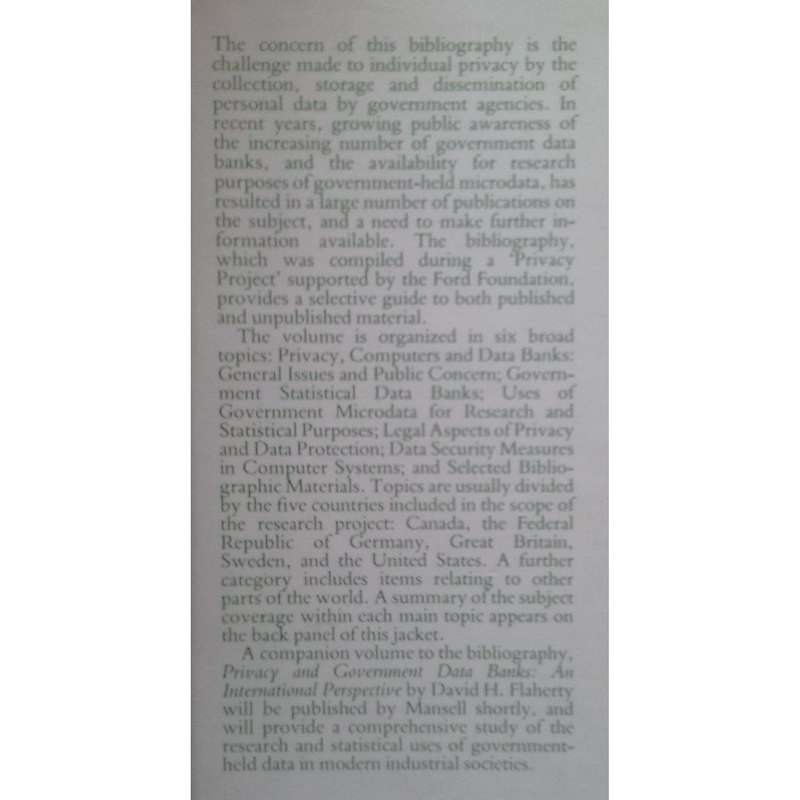Privacy and Access to Govenrment Data for Research: An International Bibliography | David H. Flah...