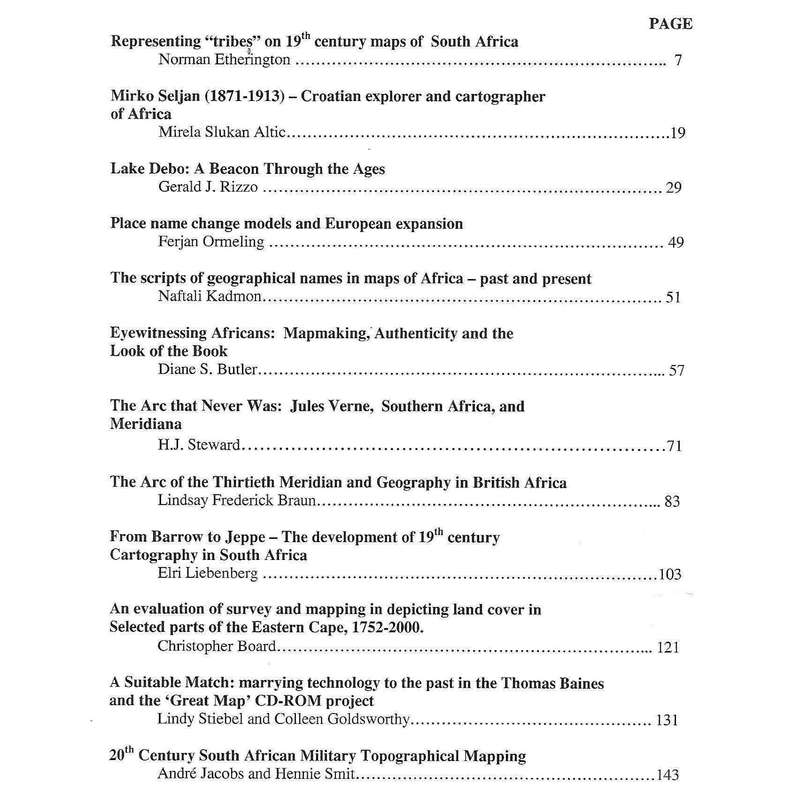 Proceedings of the Symposium on The History of Cartography of Africa (2003) | Elri Liebenberg (Ed.)