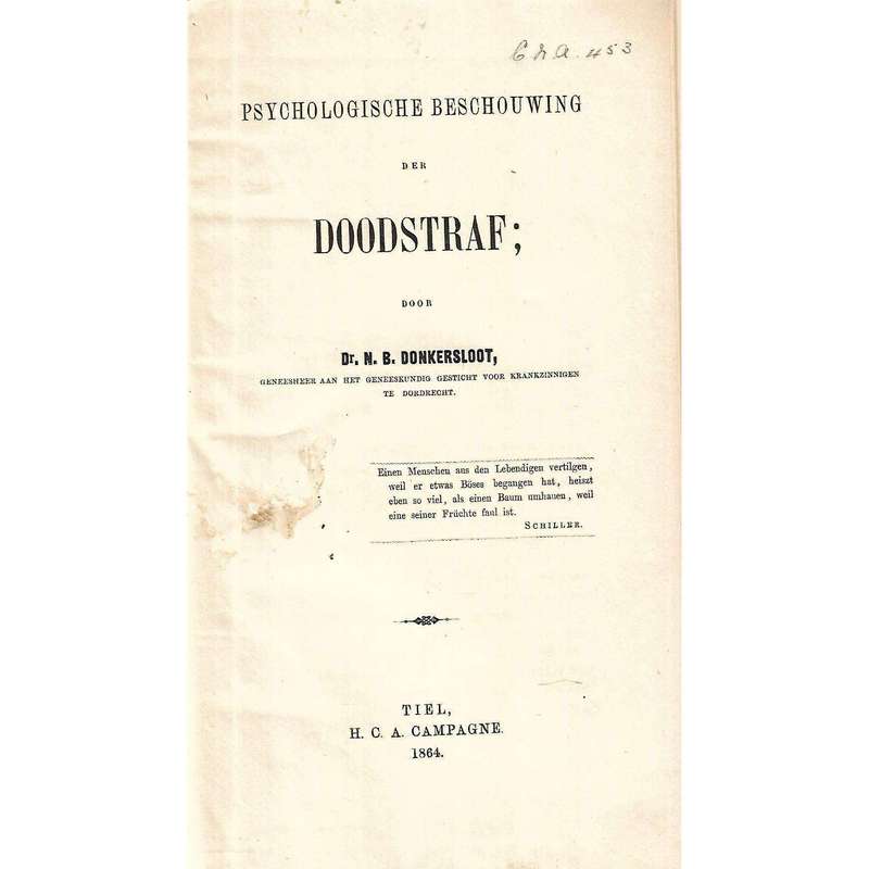 Psychologische Beschouwing der Doodstraf | Dr. N. B. Donkersloot