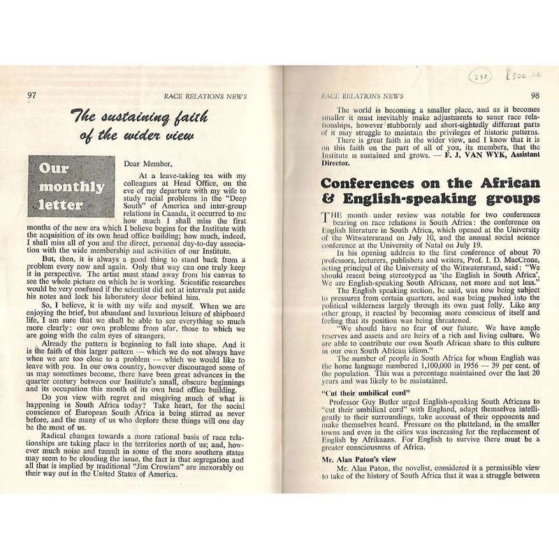 Race Relations News (Vol. 18, No. 8)