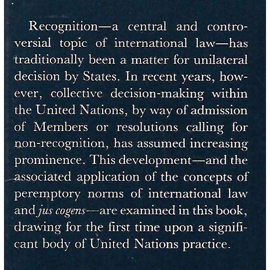 Recognition and the United Nations (Inscribed by Author) | John Dugard