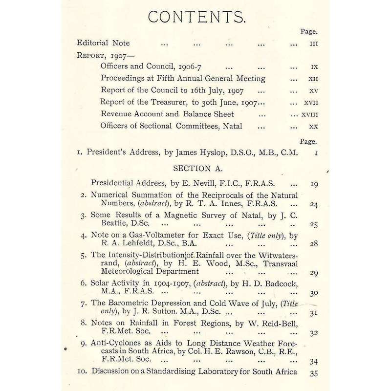 Report of the South African Association for the Advancement of Science (Fifth Meeting, 1907)