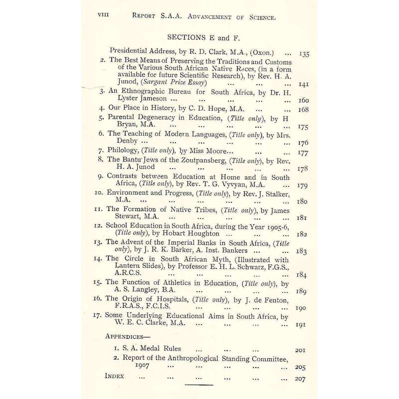 Report of the South African Association for the Advancement of Science (Fifth Meeting, 1907)