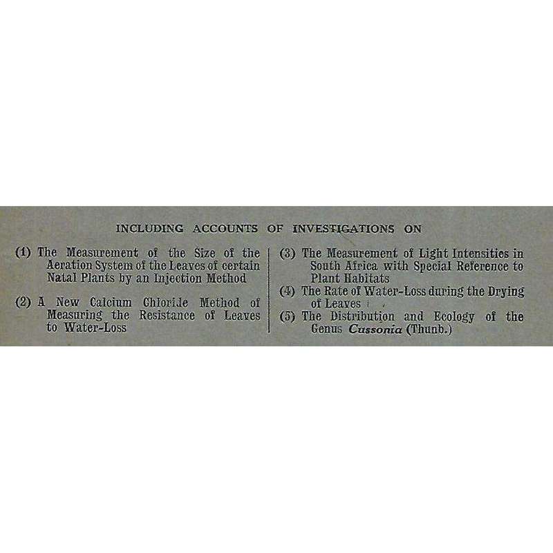 Researches on the Vegetation of Natal, Series I | J. W. Bews & R. D. Aitken