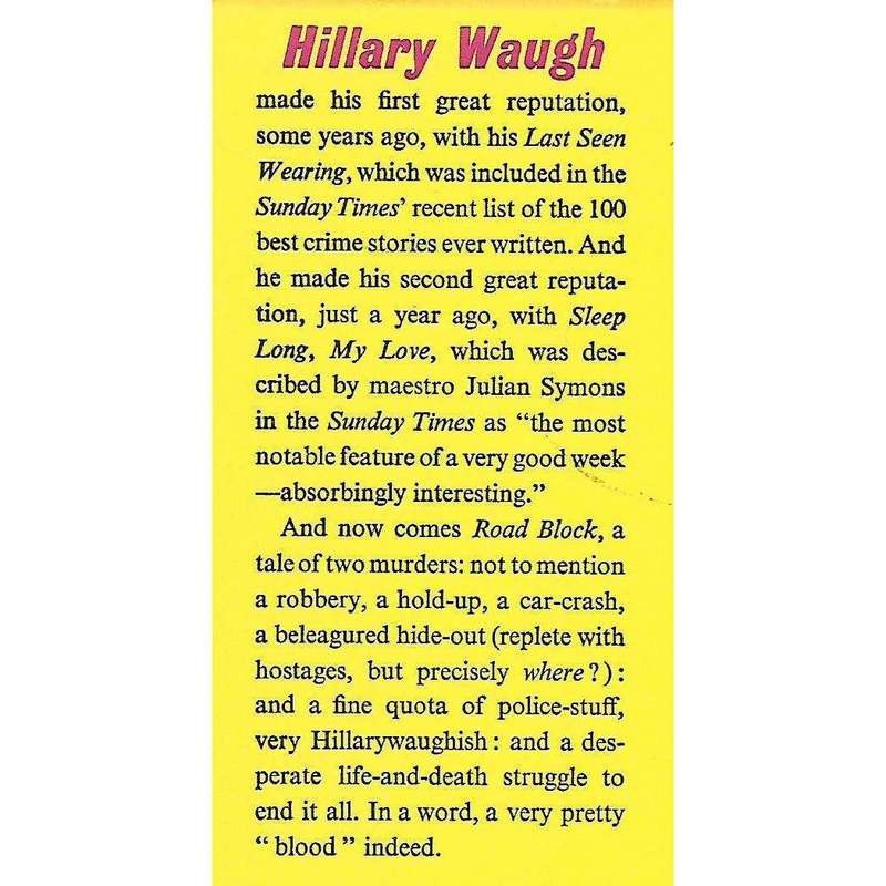 Road Block (First Edition, 1961) | Hillary Waugh