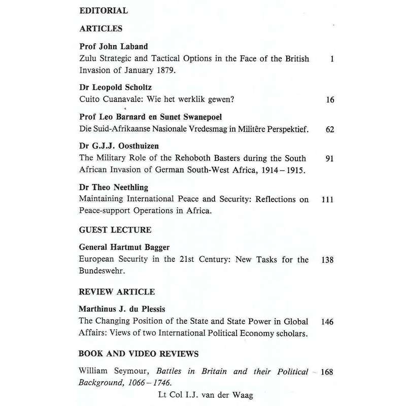 Scientia Militaria: South African Journal of Military Studies (Vol. 28, No. 1, 1998)