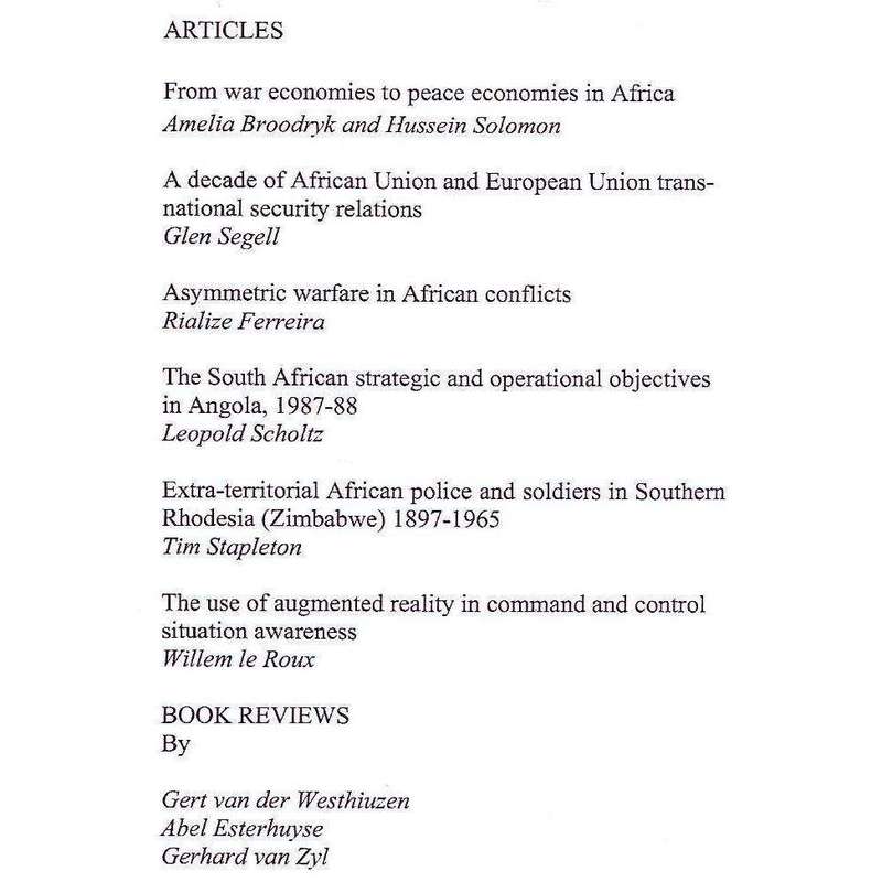Scientia Militaria: South African Journal of Military Studies (Vol. 38, No. 1, 2010)
