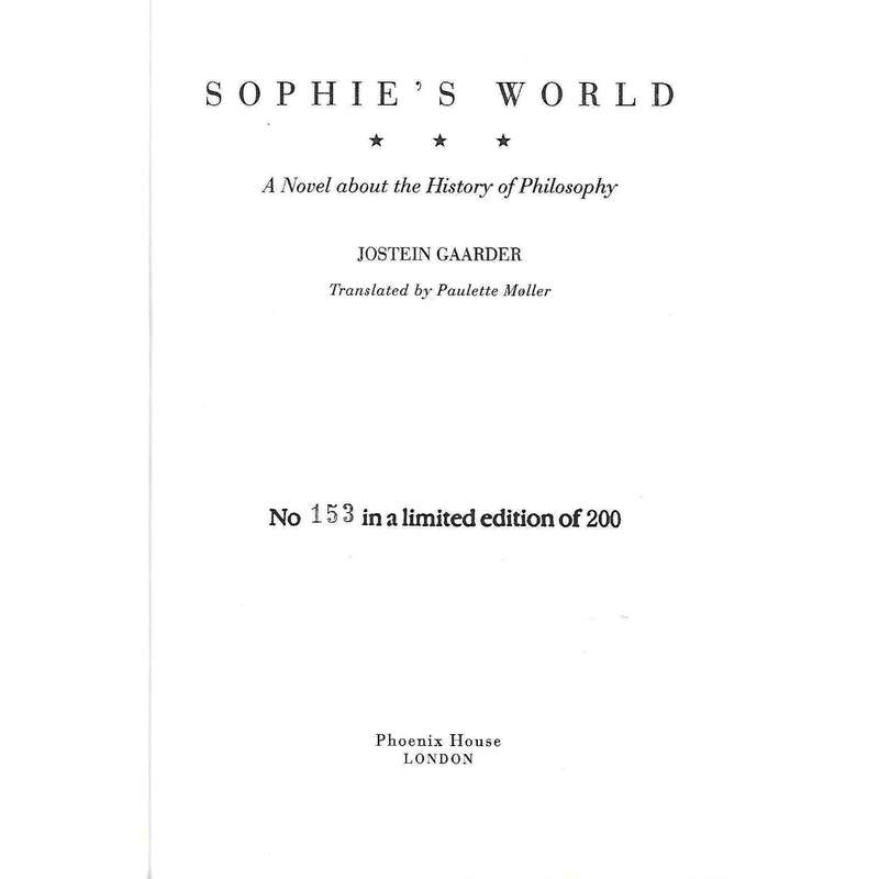 Sophie's World (Uncorrected Proof Copy, Limited Edition) | Jostein Gaarder