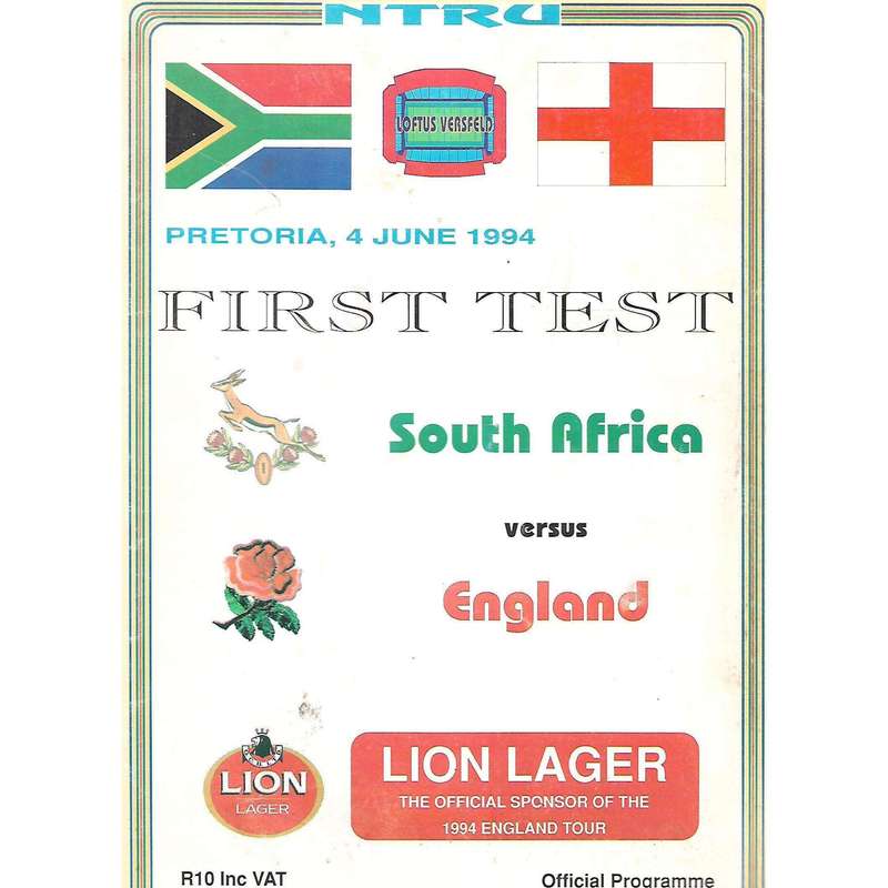 South Africa vs England (Official Programme, 4 June 1994)