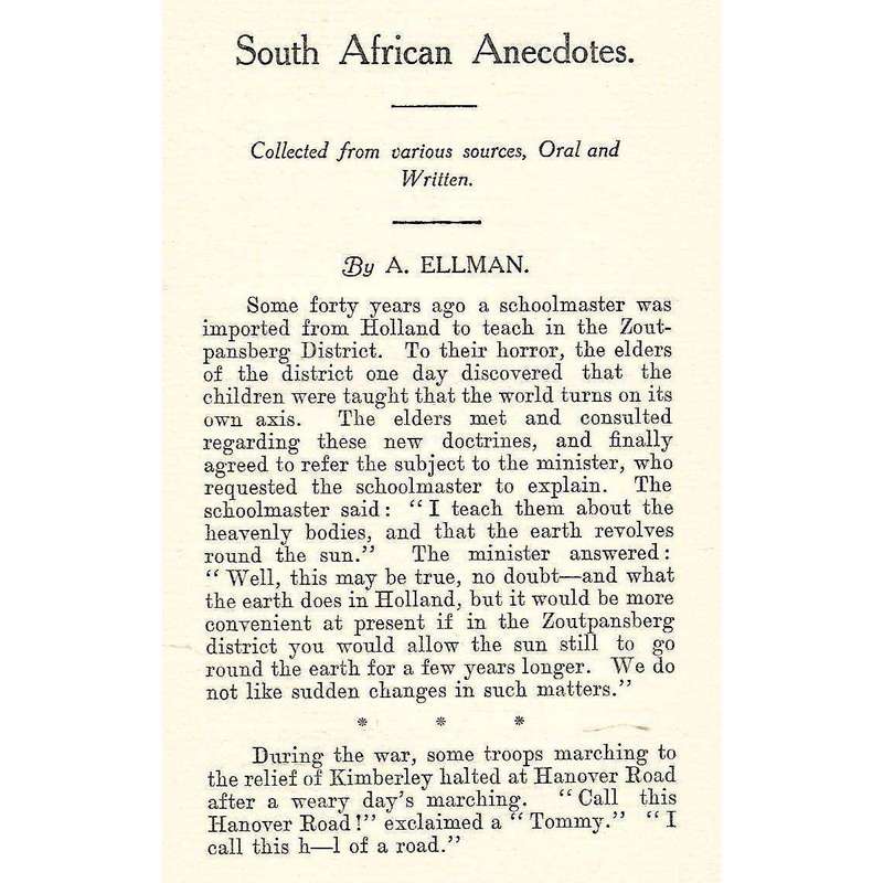 South African Anecdotes: Collected from Various Sources, Oral and Written | A. Ellman