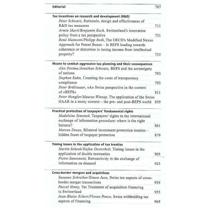 Special Issue IFA 2015 in Basel (Archiv fur Schweizerisches Abgaberecht, Vol. 83, No. 11/12)