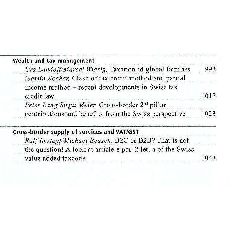 Special Issue IFA 2015 in Basel (Archiv fur Schweizerisches Abgaberecht, Vol. 83, No. 11/12)
