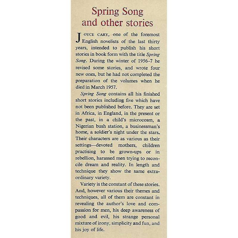 Spring Song and Other Stories | Joyce Cary