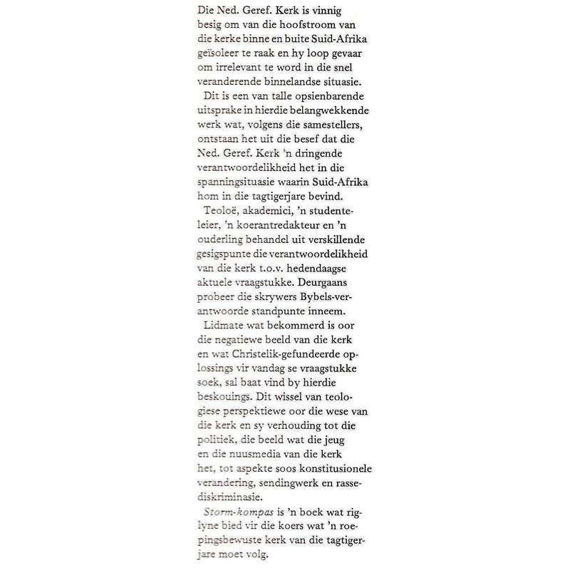 Storm-Kompas: Opstelle op Soek na 'n Suiwer Koers in die Suid-Afrikaanse Konteks van die Jare Tag...
