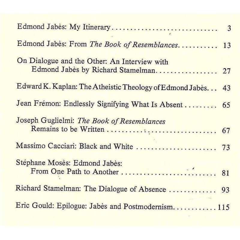 Studies in 20th Century Literature (Vol. 12, No. 1, Fall 1987, Edmond Jabes Special Issue)