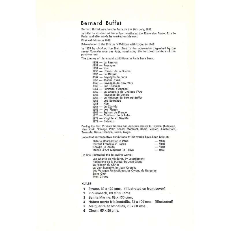Tableaux Modernes (Catalogue of Works Exhibited in Paris and Johannesburg, 1973)