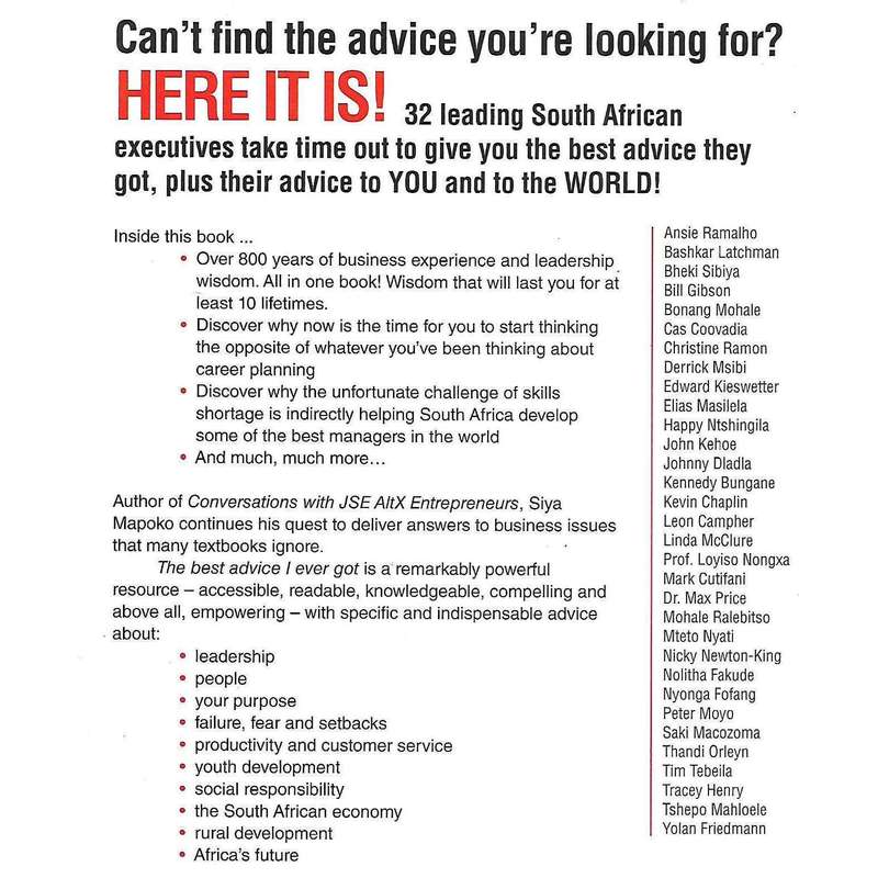 The Best Advice I Ever Got: Spreading Ideas that Push South Africans Forward (Inscribed by Author...