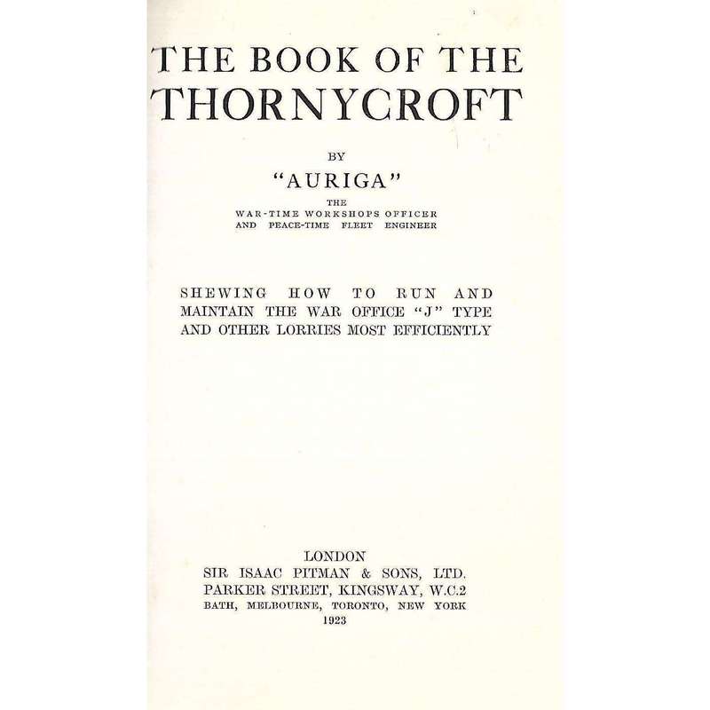 The Book of the Thornycroft | "Auriga"
