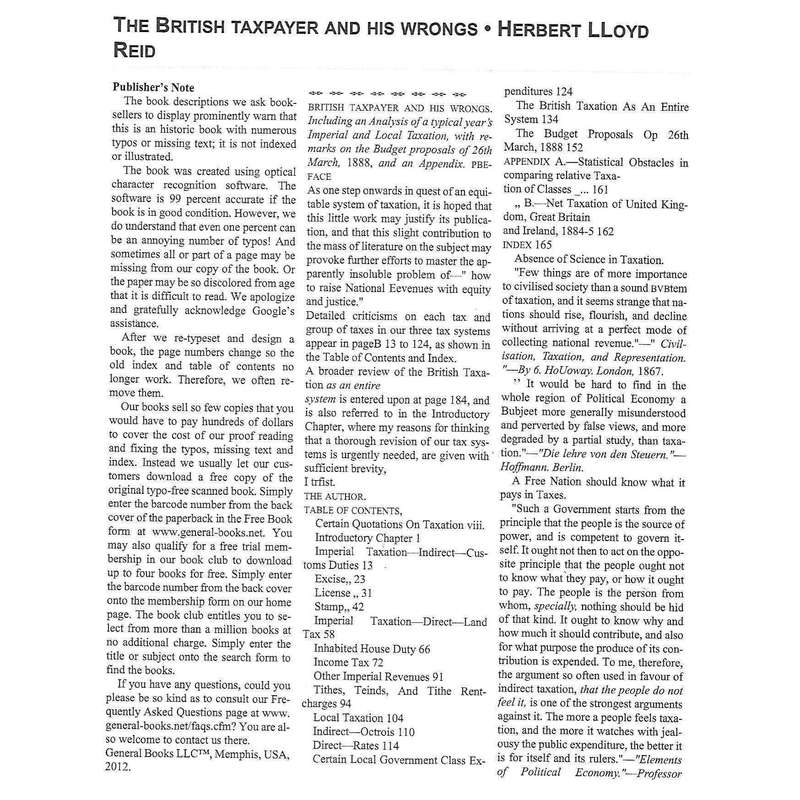 The British Taxpayer and His Wrongs | Herbert Lloyd Reid