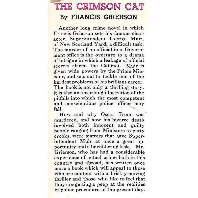 The Crimson Cat (First Edition 1944) | Francis Grierson