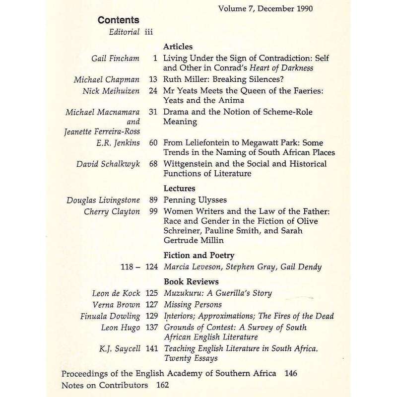 The English Academy Review (Vol. 7, December 1990)