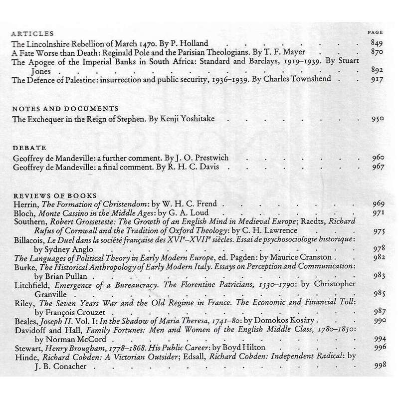 The English Historical Review (Vol. CIII, No. 409, October 1988) | P. H. Williams & R. J. W. Evan...