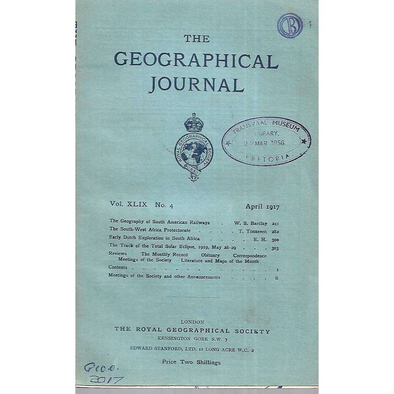 The Geographical Journal (Vol. XLIX, No. 4, April 1927)