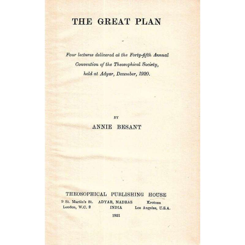 The Great Plan | Annie Besant