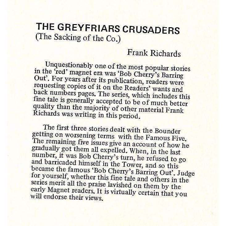 The Greyfriars Crusades (Limited Edition, Signed) | Frank Richards