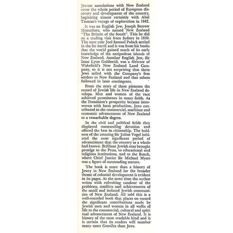 The History of the Jews in New Zealand | L. M. Goldman