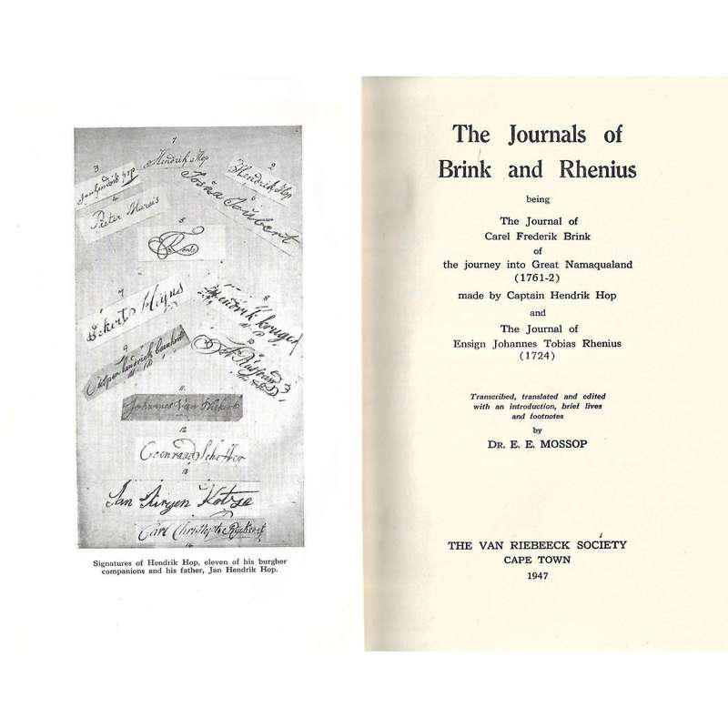 The Journals of Brink and Rhenius (Van Riebeeck Society Publication No. 28) | Dr. E. E. Mossop (Ed.)