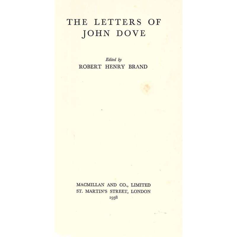 The Letters of John Dove | Robert Henry Brand (Ed.)