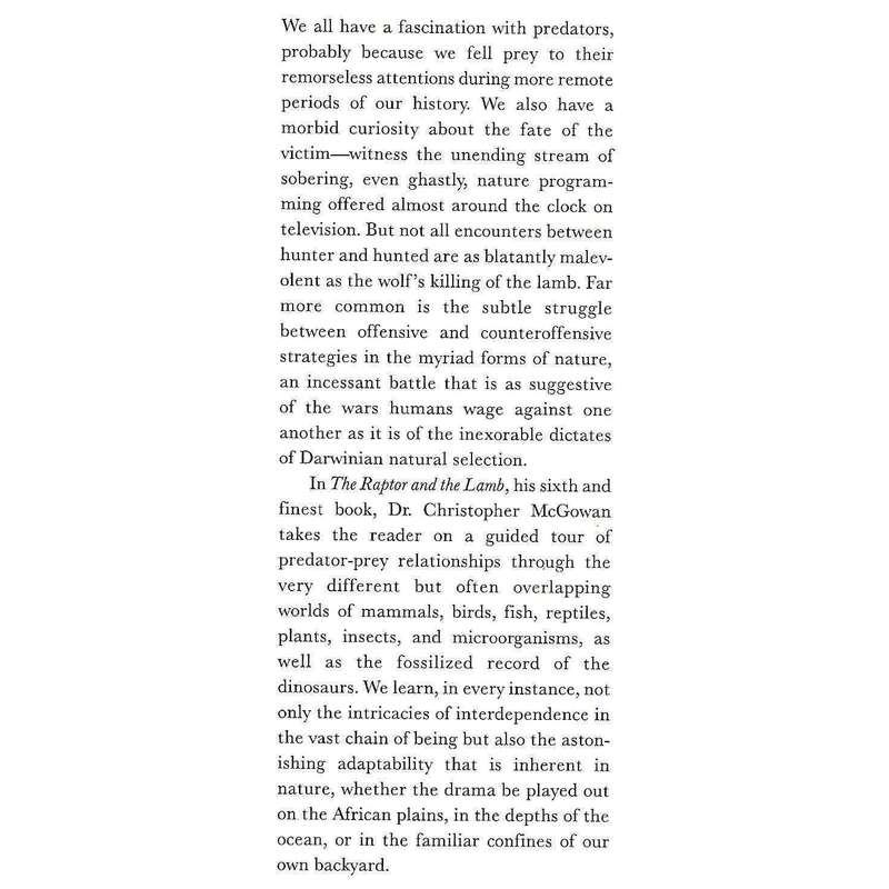The Raptor and the Lamb: Predators and Prey in the Living World | Christopher McGowan