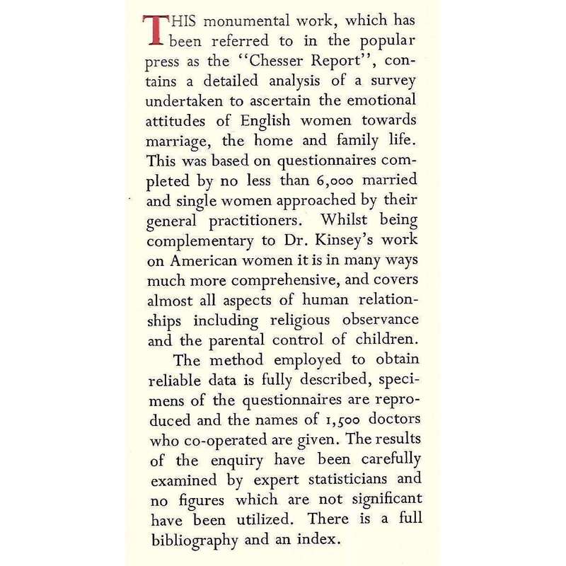 The Sexual, Marital and Family Relationships of the English Woman | Dr. Eustace Chesser, et al.