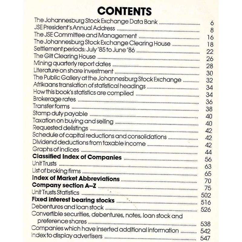 The Stock Exchange Handbook February 1986 (Johannesburg Stock Exchange)