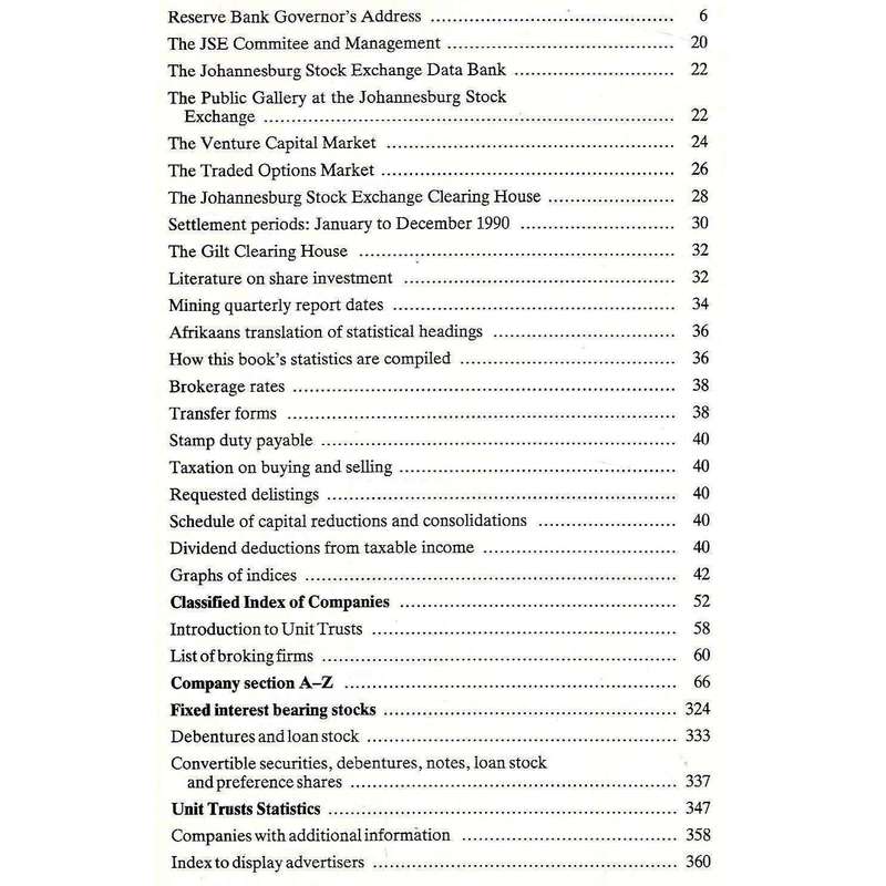 The Stock Exchange Handbook, February 1990 (Johannesburg Stock Exchange)