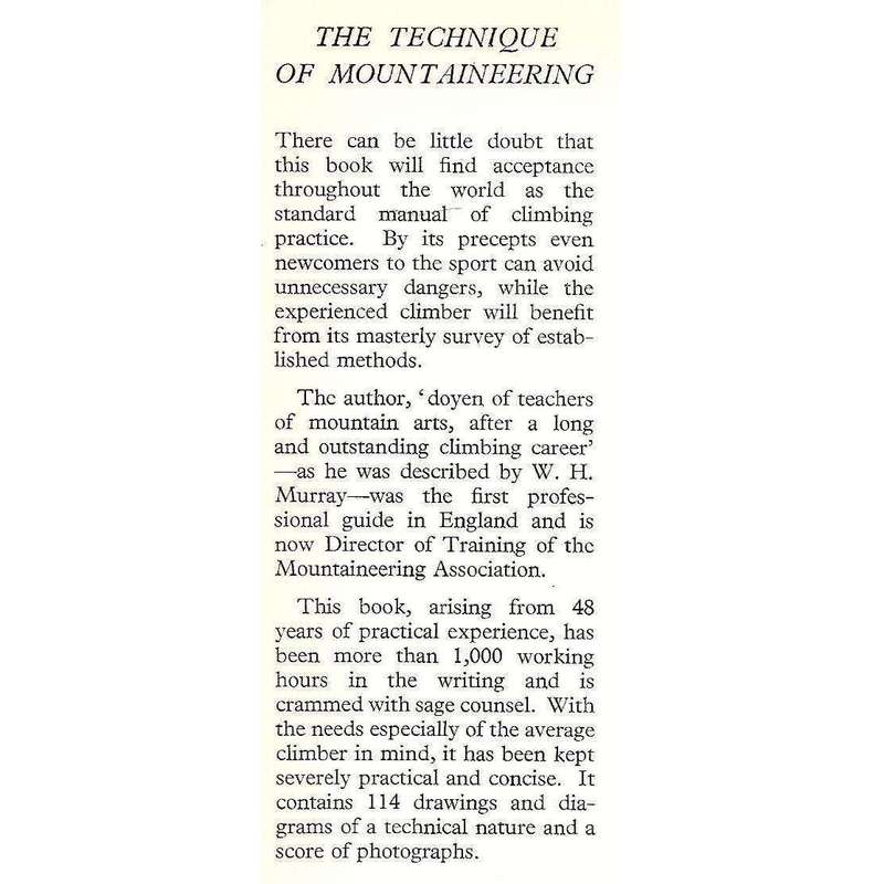 The Technique of Mountaineering: A Handbook of Established Methods | J. E. B. Wright