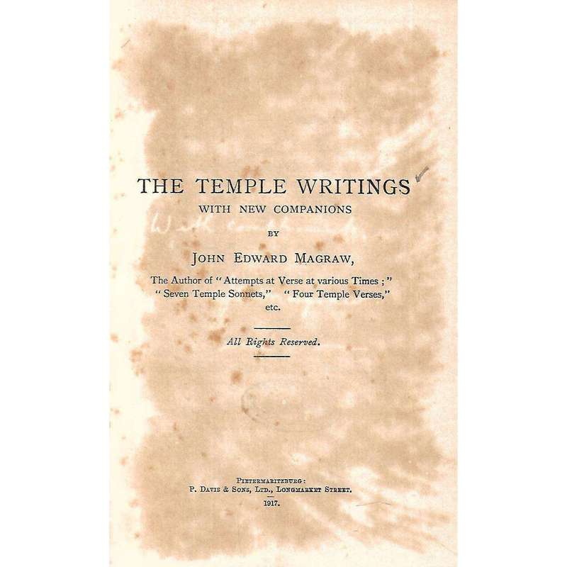 The Temple Writings, With New Companions (Inscribed by Author) | John Edward Mcgraw