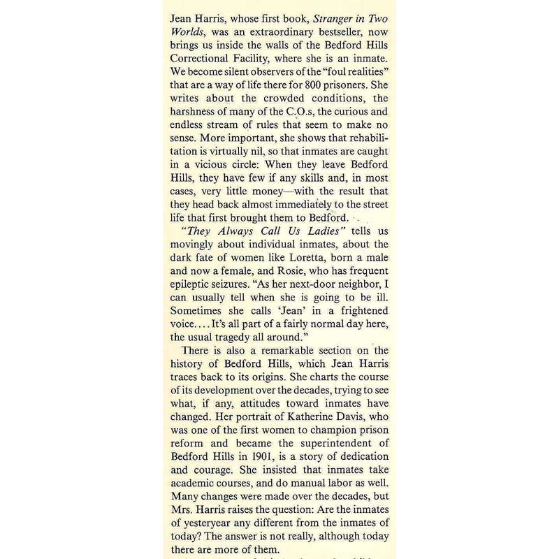 "They Always Call Us Ladies": Stories from Prison (With Note from Author) | Jean Harris