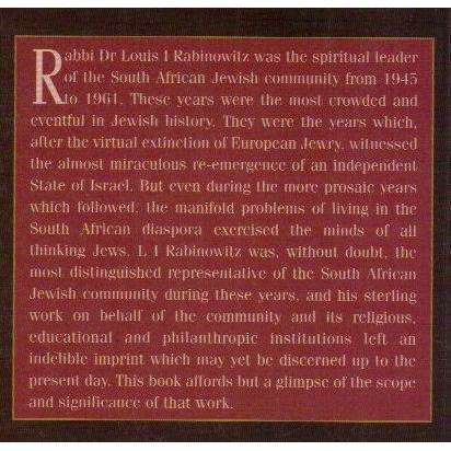 To Reach for the Moon: The South African Rabbinate of Rabbi Dr L I Rabinowitz as reflected in his...