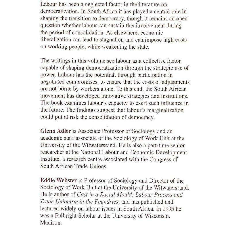 Trade Unions and Democratization in South Africa, 1985-1997 | Glenn Adler & Eddie Webster (Eds.)
