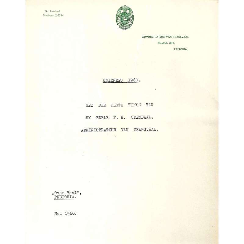 Transvaal 1960 (Folder with Information Booklets in Afrikaans and English)