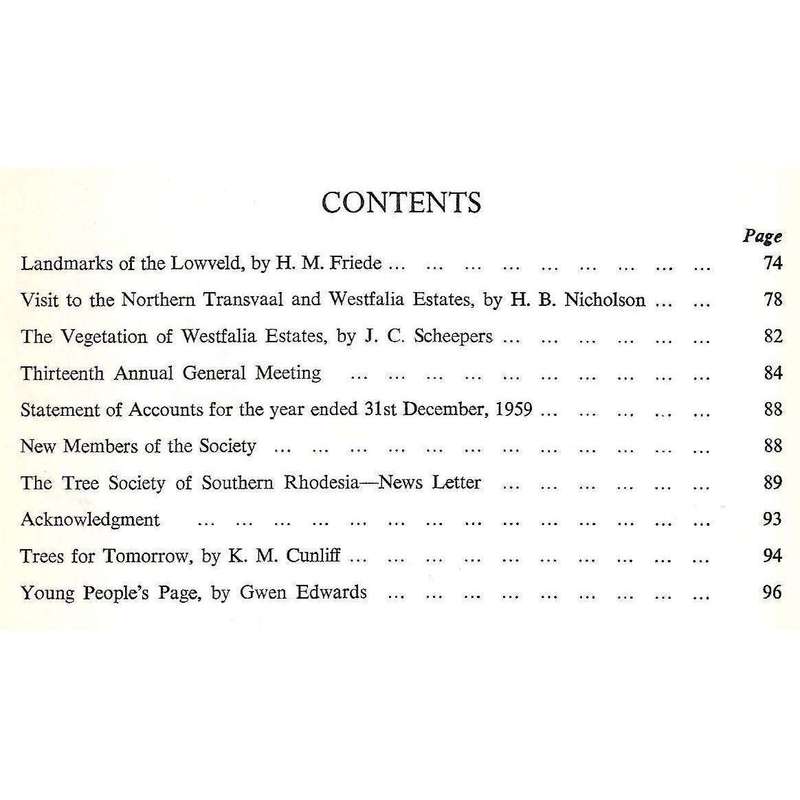 Trees in South Africa (Vol. 11, No. 4, January-March, 1960)