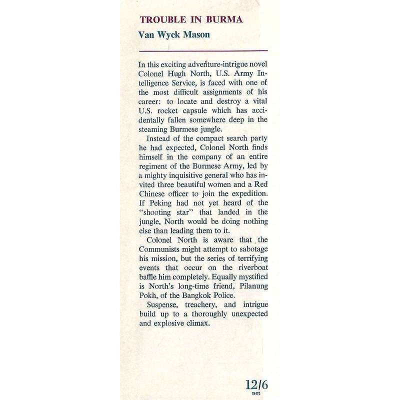 Trouble in Burma (First UK Edition) | Van Wyck Mason