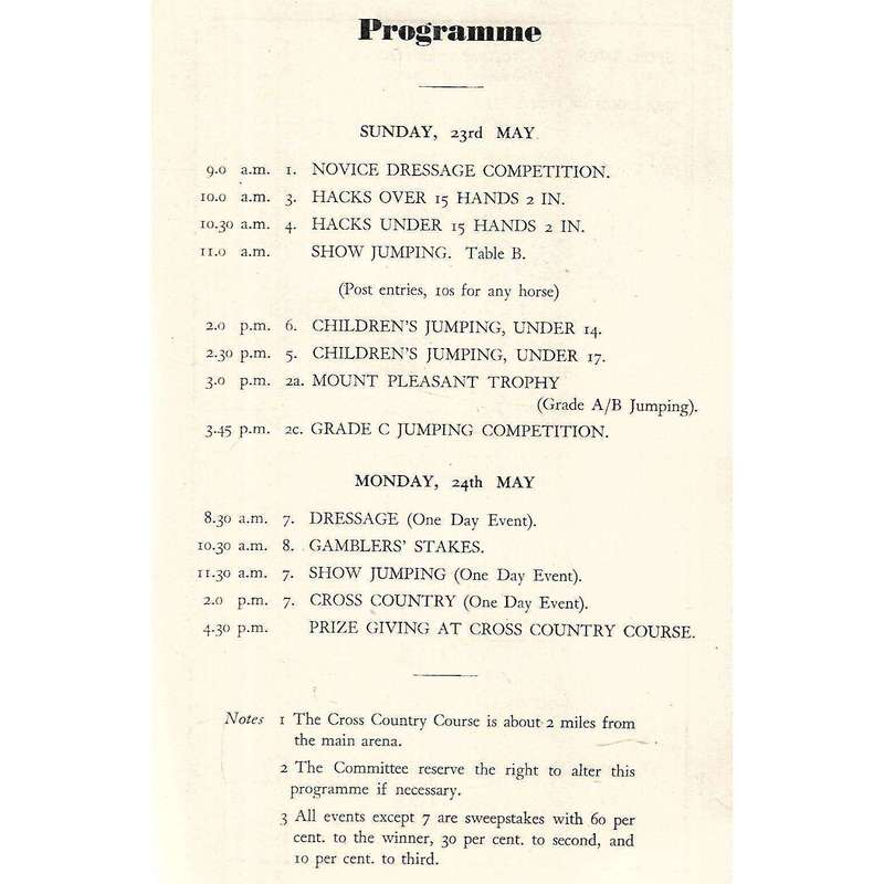 Two Day Horse Trials at "Chikurubi" (Programme, 1954)